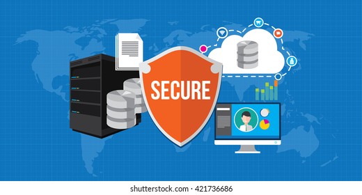 Data Protection Database Security Internet Shield Illustration