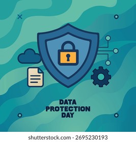Data Protection Day Cybersecurity and Privacy Concept. ilustração vetorial de um fundo abstrato.