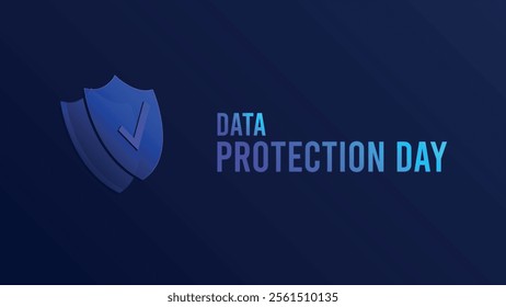 Data Protection Day featuring Lock on Screen,Representing Secure Information, Documents.Poster National Cyber security or Cybersecurity Awareness Month banner design template.Holiday concept.