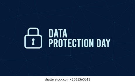 Data Protection Day featuring lock on screen,signifying the safety of information and documents.Horizontal Design template for poster for National Cybersecurity Awareness Month.Holiday theme