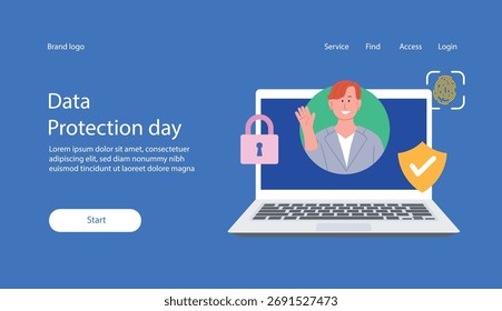 Diseño e ilustración del sitio de aterrizaje del tema del Día de la Protección de Datos
