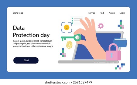 Diseño e ilustración del sitio de aterrizaje del tema del Día de la Protección de Datos
