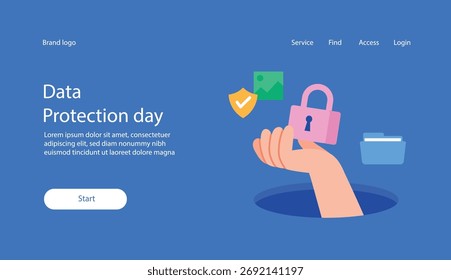 Diseño e ilustración del sitio de aterrizaje del tema del Día de la Protección de Datos