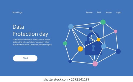 Diseño e ilustración del sitio de aterrizaje del tema del Día de la Protección de Datos