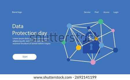data protection day theme landing site design and illustration