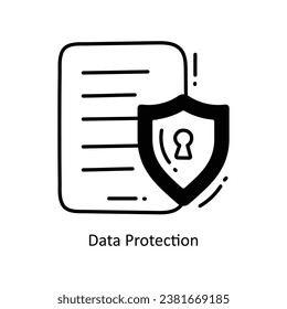 Dibujo de diseño de iconos de doodle de protección de datos. Símbolo de red sobre archivo EPS 10 de fondo blanco