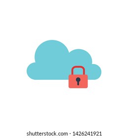 Data protection flat sign. Hosting cloud icon, cloud computing technology, web network symbol - server connection sign. cloud computing concept, vector illustration.