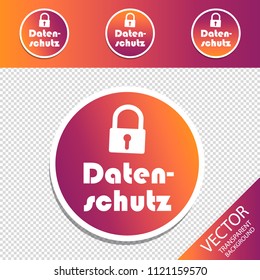 Data Protection German Circle Retro Hipster Buttons - Colorful Vector Illustration - Isolated On Transparent Background