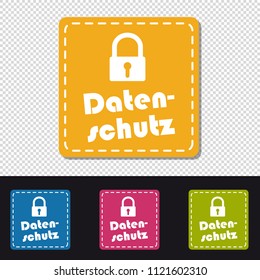 Data Protection German Square Buttons - Colorful Vector Illustration - Isolated On Transparent Background