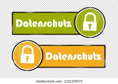 Data Protection German Square And Circle Buttons - Vector Illustration - Isolated On Transparent Background