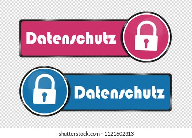 Data Protection German Square And Circle Buttons - Vector Illustration - Isolated On Transparent Background