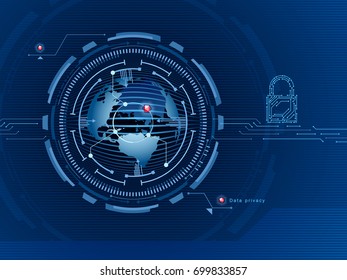 Data protection in the global network. Online privacy. Access to data is protected. Vector illustration.