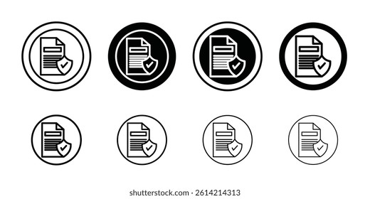 data protection icon Black and white outline vector