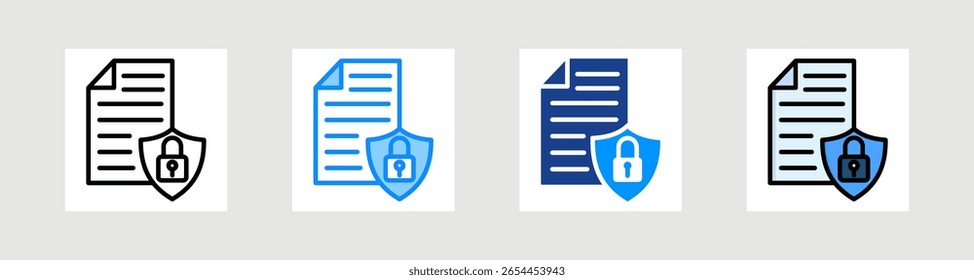 Conjunto de Colección de iconos de protección de datos Estilo múltiple