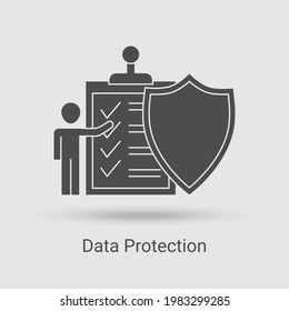 The Data Protection icon.The concept of fast and secure payments of funds in digital format.Vector illustration of the thin line icon.Black on a white background.Glyph silhouette.