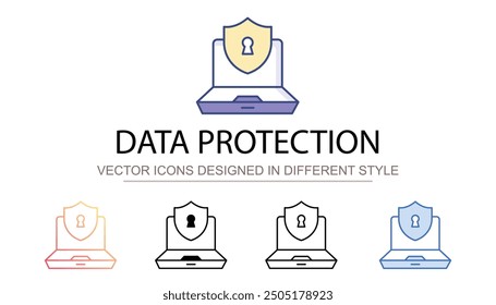 Data Protection icon design with white background stock illustration
