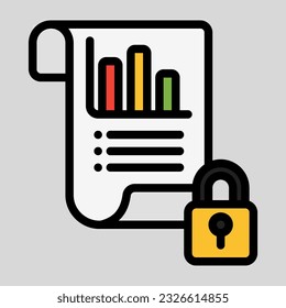 Data protection icon in filled line style, use for website mobile app presentation