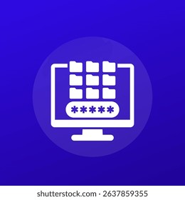 data protection icon, folders and password design