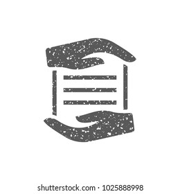 Data protection icon in grunge texture. Vintage style vector illustration.