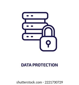 data protection icon from internet security collection. Thin linear data protection, access, data outline icon isolated on white background. Line vector data protection sign, symbol for web and mobile
