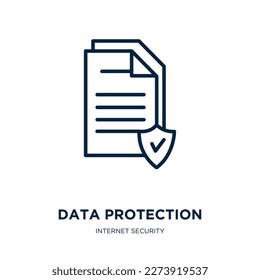 data protection icon from internet security collection. Thin linear data protection, data, protection outline icon isolated on white background. Line vector data protection sign, symbol for web and 