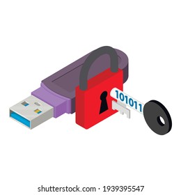 Data protection icon. Isometric illustration of data protection vector icon for web