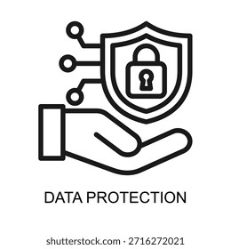 Data Protection icon line vector illustration