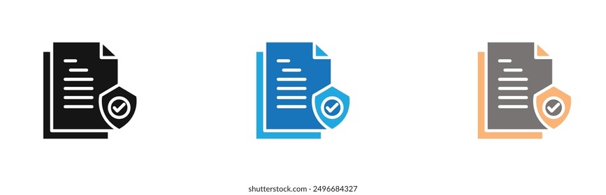 Icono de protección de datos colección de contorno o conjunto en blanco y negro