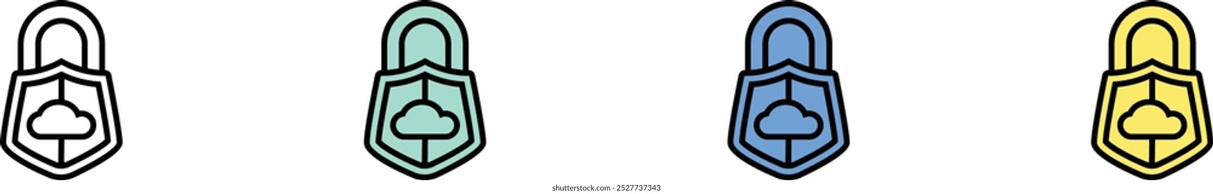 data protection icon. Outline, Green, Blue and Yellow Style Design Isolated On White Background