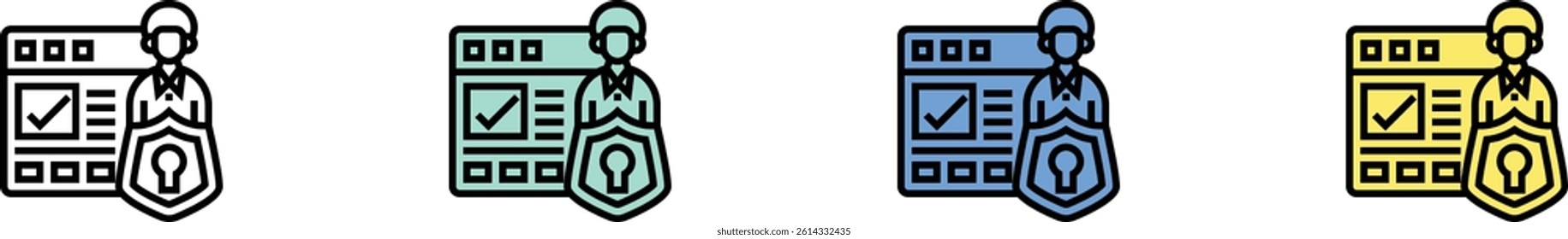 data protection icon. Outline, Green, Blue and Yellow Style Design Isolated On White Background