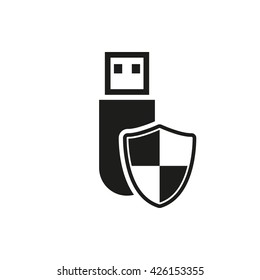 The data protection icon. Transfer and connection, data symbol. UI. Web. Logo. Sign. Flat design. App. Stock vector