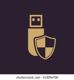 The data protection icon. Transfer and connection, data protection symbol. UI. Web. Logo. Sign. Flat design. App. Stock vector