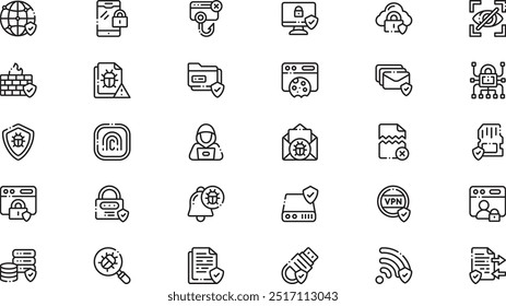 Iconos de protección de datos Iconos de vectores de alta calidad Colección con trazo editable. Ideal para Profesional y Proyectos Creativos.