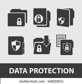 data protection icons over gray background vector illustration 