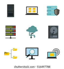 Data protection icons set. Flat illustration of 9 data protection vector icons for web