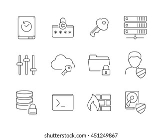 Data protection icons set perfect line 2 // Black & white