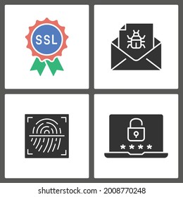 Iconos de protección de datos. Ilustración vectorial aislada en blanco.