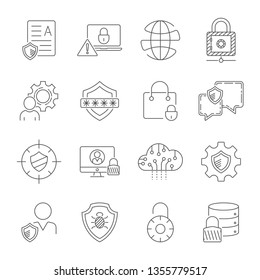 Data protection icons. Vector line icons set. Premium quality. Simple thin line design. Modern outline symbols, pictograms. Editable Stroke. EPS 10