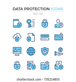 Data protection icons. Vector line icons set. Premium quality. Simple thin line design. Modern outline symbols, pictograms.