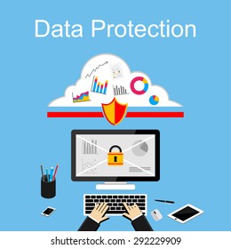 Data protection illustration. Flat design illustration concepts for data security, internet security.