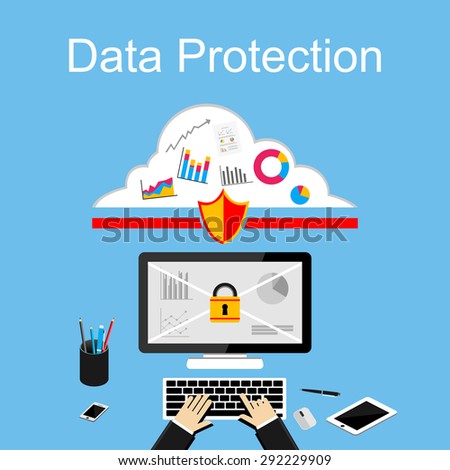 Data protection illustration. Flat design illustration concepts for data security, internet security.