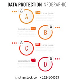 Data protection Infographic design template with icons and 4 options. Flat vector design.