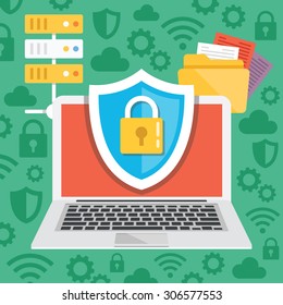 Data protection, internet security flat illustration concepts. Modern flat design concepts for web banners, web sites, printed materials, infographics. Creative vector illustration