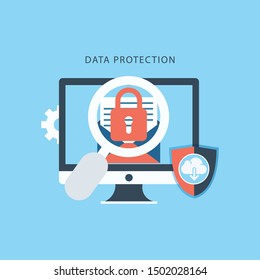 Data protection. Internet security, privacy access with password.