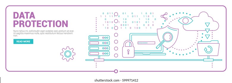 Data protection, Internet security, secure data exchange flat illustration concept. Creative flat design concept for web banners, web sites or infographics. Vector illustrations