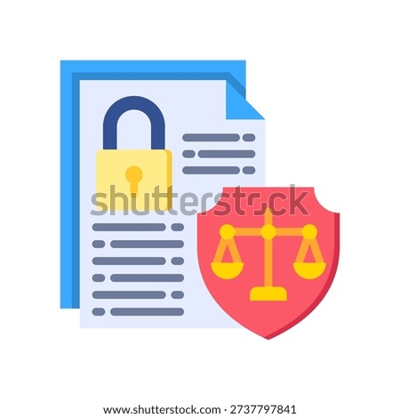 Data Protection Law Icon Flat Vector Illustration