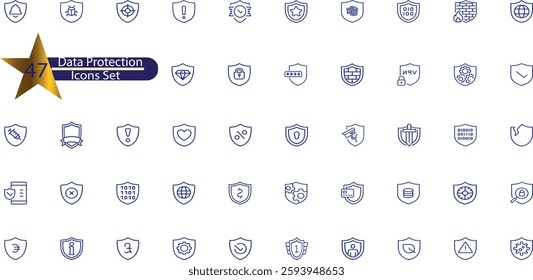 Data Protection line Editable Icons set