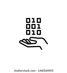 Data protection line icon. Info, hand, guard. Data security concept. Vector illustration can be used for topics like information security, internet, privacy