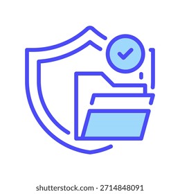 Data Protection Line Icon, Outline Symbol for Server Security, File Privacy, Info Shield, Cloud Safe, and Digital Lock. Vector Sign Icon.