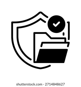 Icono de línea de protección de datos, símbolo de esquema para la seguridad del servidor, privacidad de archivos, protección de información, seguridad en la nube y bloqueo digital. Icono de signo de Vector.